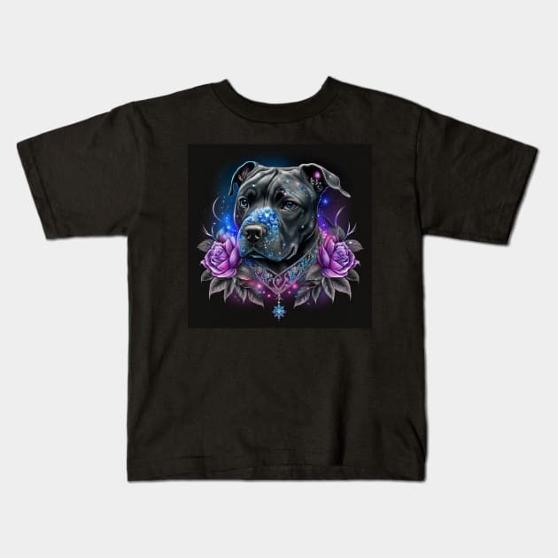 Dazzling Staffy Kids T-Shirt by Enchanted Reverie